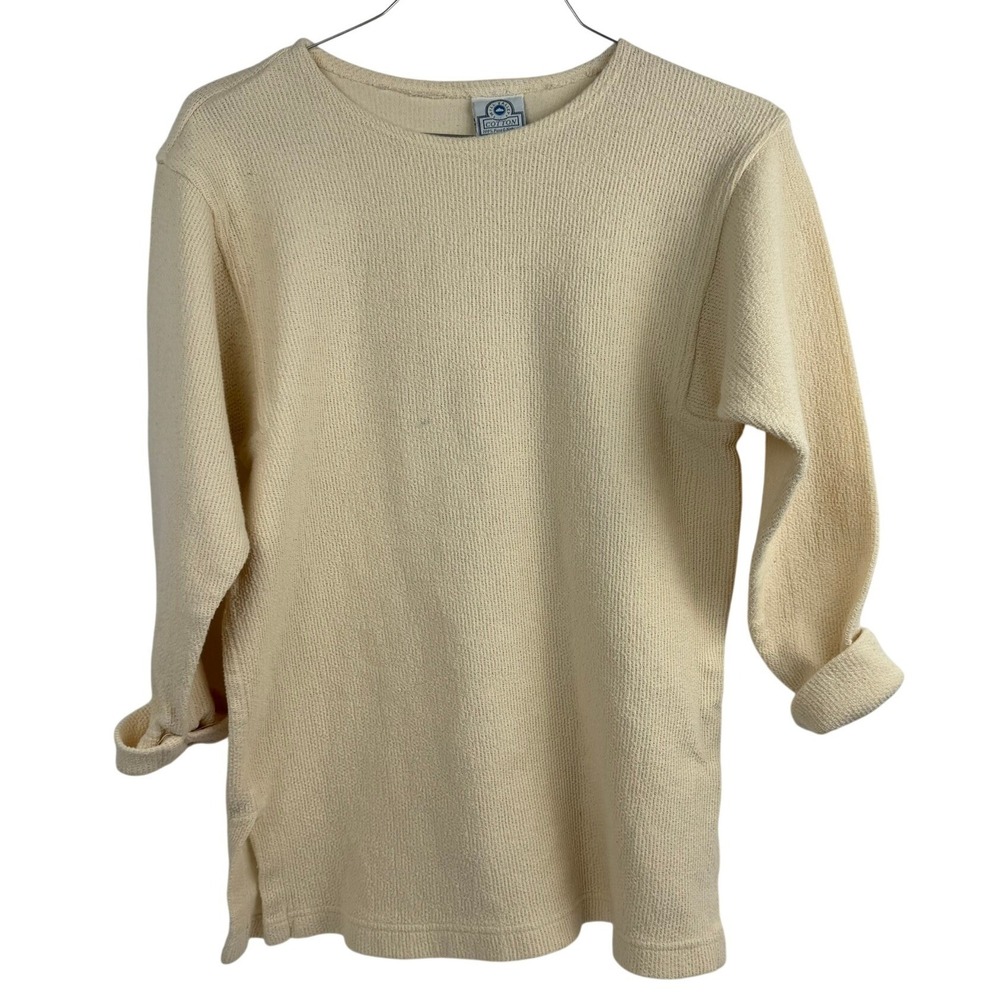 VTG Mill Valley Cotton‎ 100% Pure Natural Thermal LG Crew Neck Top Cream Medium